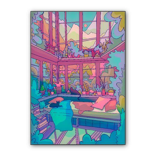 Room of cats and nature wall art poster