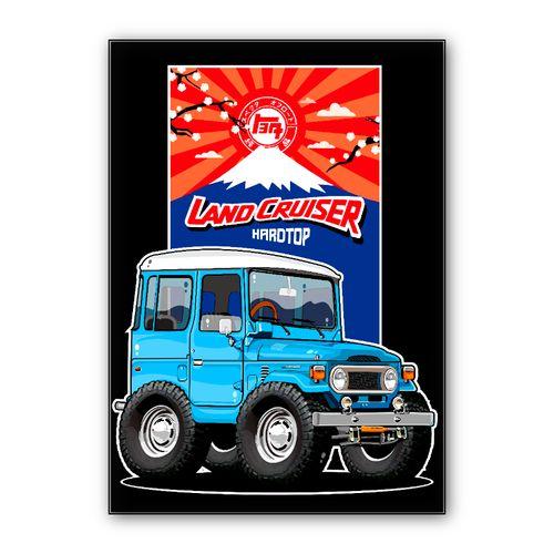 Toyota Land Cruiser J40 Hardtop CARtoon CARicature wall art poster