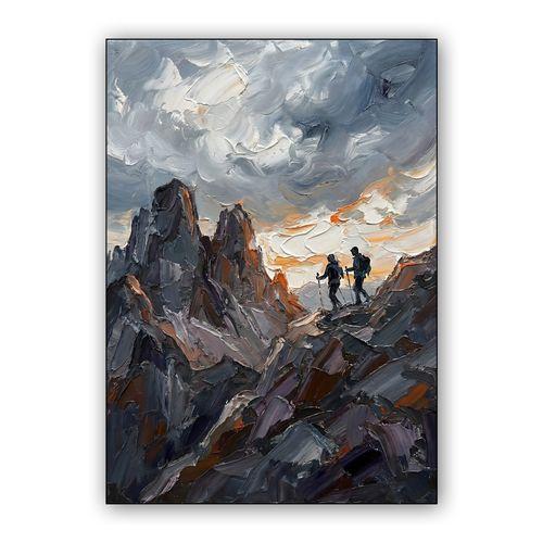 Tre Cime Hikers Impasto Landscape wall art poster
