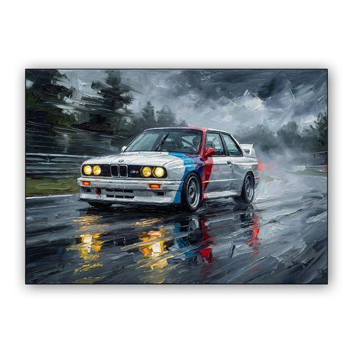 BMW E30 M3 Wet Track Impasto wall art poster