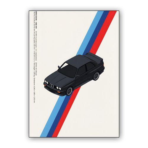 BMW E30 M3 Isometric Specs Poster wall art poster
