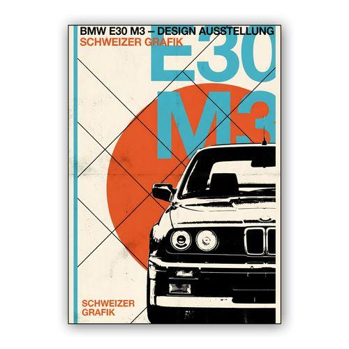 BMW E30 M3 Swiss Style Poster wall art poster