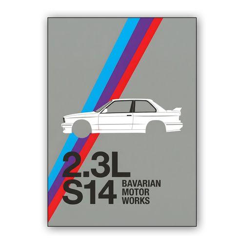 BMW E30 M3 S14 Minimalist Graphic wall art poster