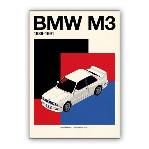 BMW E30 M3 Swiss Color Block wall art poster