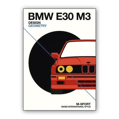 BMW E30 M3 Swiss Design Geometry wall art poster