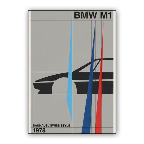 BMW M1 1978 Swiss Style Poster wall art poster