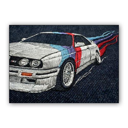 BMW E30 M3 Denim Embroidery wall art poster