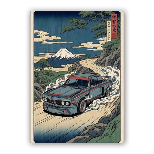 BMW 3.0 CSL Mount Fuji Ukiyo-e wall art poster