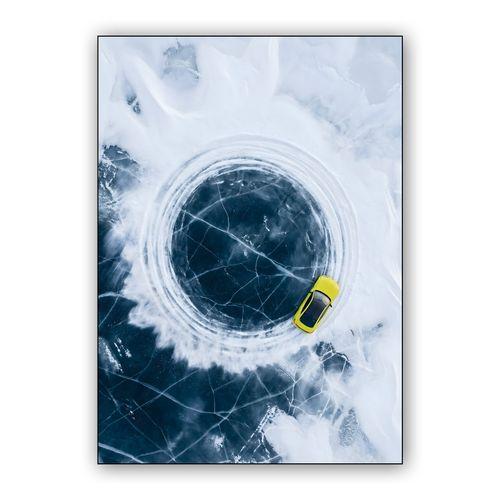 BMW M4 Aerial Ice Drift Photography wall art poster