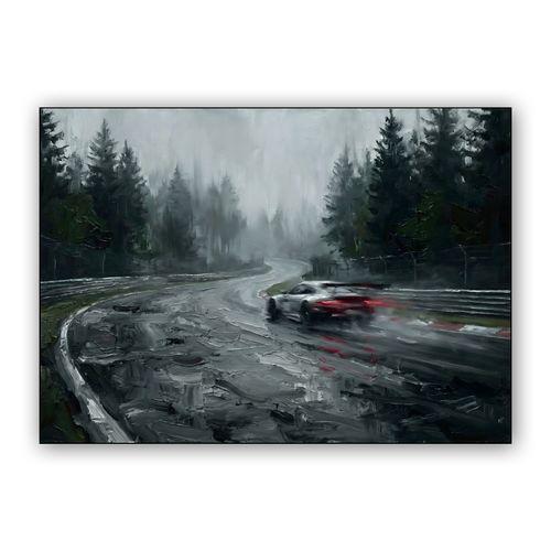 Grit and Grace: Nürburgring in the Rain wall art poster