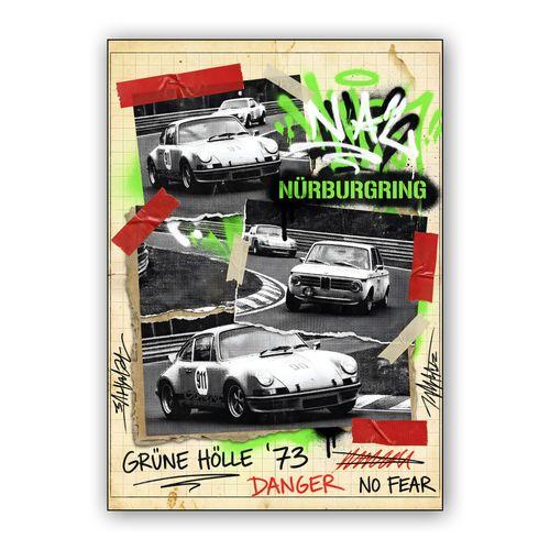 Green Hell '73: Vintage Racing Collage wall art poster