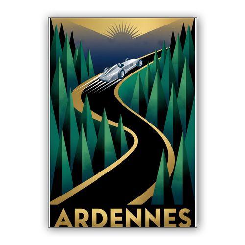 The Silver Arrow of the Ardennes: Vintage Racing Poster wall art poster