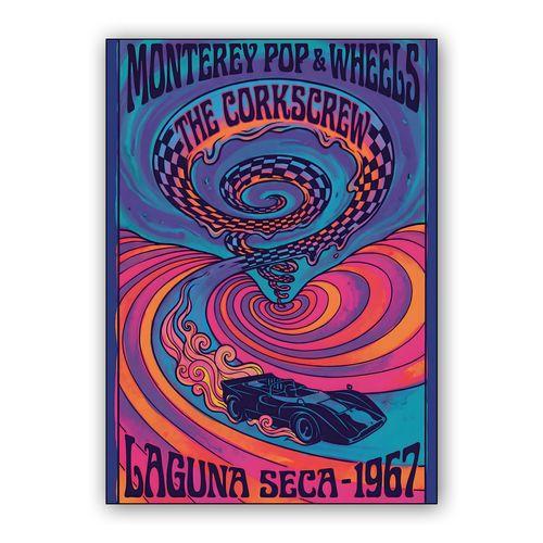 Psychedelic Corkscrew: Laguna Seca 1967 Vintage Racing Poster wall art poster