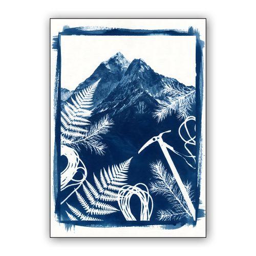 Himalayan Cyanotype: The Peak and the Path wall art poster