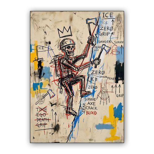 The Ascent of Ego: Basquiat Style Skeletal Climber wall art poster
