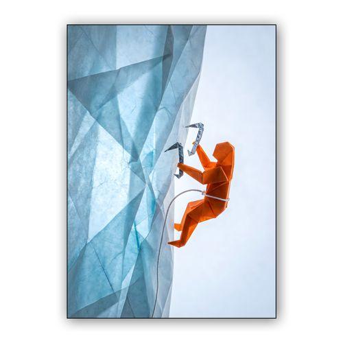 Paper Peak: The Origami Ice Climber wall art poster