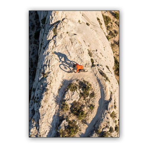 The Narrow Edge: Aerial Mountain Biking on the Ridge wall art poster