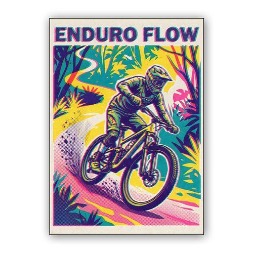 Enduro Flow: Vibrant Mountain Biking Graphic Illustration wall art poster