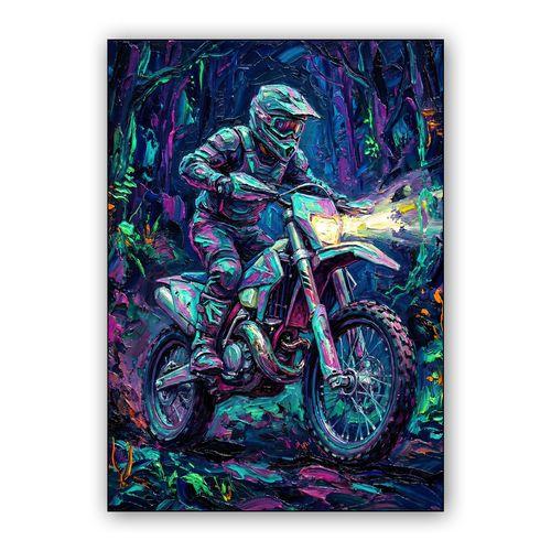 Midnight Momentum: Neon Forest Enduro wall art poster