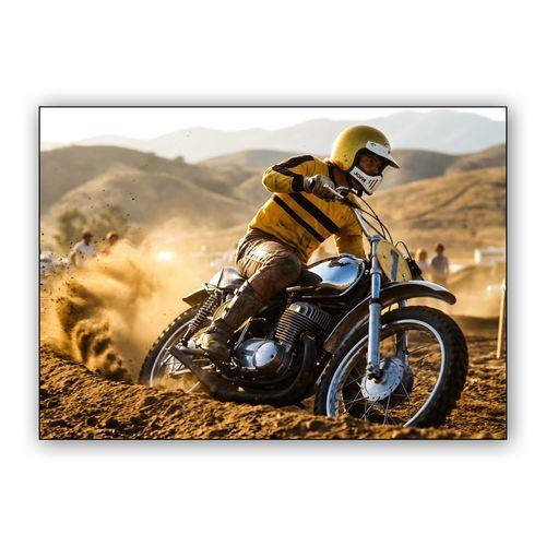 Golden Dust: Vintage Motocross Pursuit wall art poster