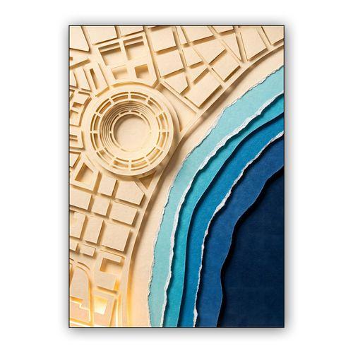 Coastal Tides of Málaga: Paper Cutout City Map wall art poster