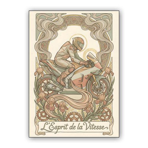 L'Esprit de la Vitesse: Art Nouveau Sportbike Racing Poster wall art poster