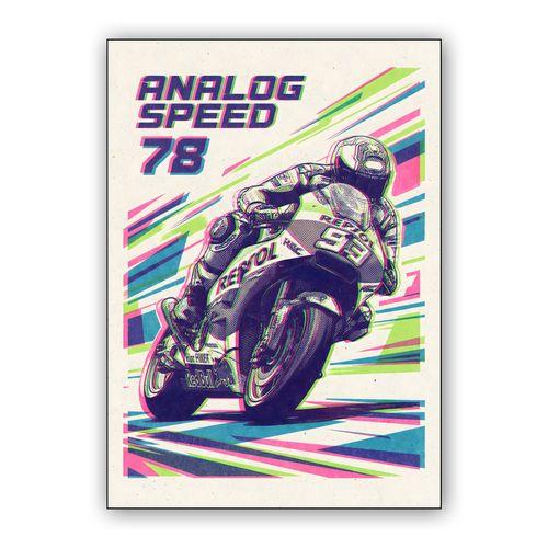 Analog Speed: Marc Márquez Modern Retro Racing Poster wall art poster