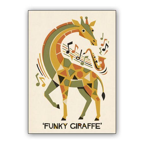 Funky Jazz Giraffe Geometric Poster wall art poster