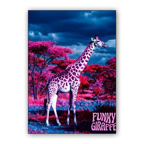 Pink Savanna Funky Giraffe wall art poster