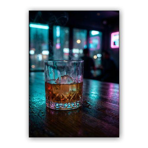 Neon Nights Whiskey wall art poster