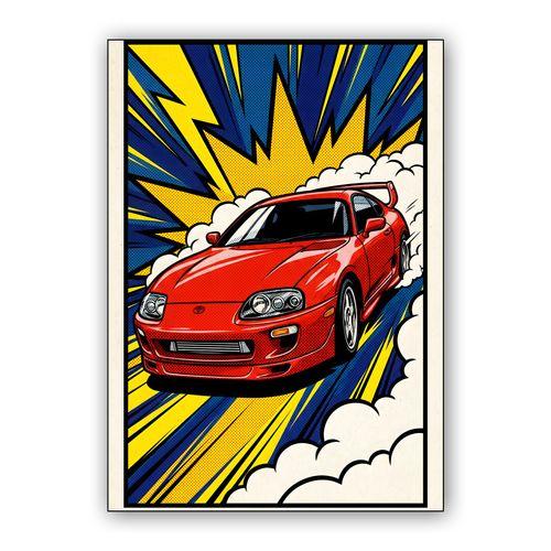 Supra A80 Comic Book Drift wall art poster