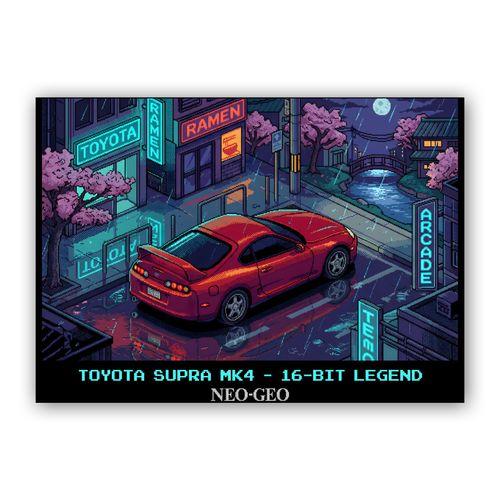 Toyota Supra MK4: 16-Bit Neo-Geo Night wall art poster