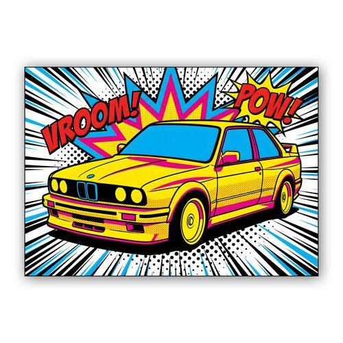 BMW E30 M3: Comic Pop Vroom wall art poster