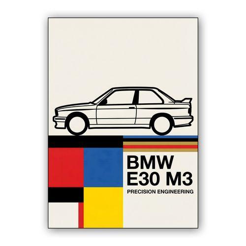 BMW E30 M3: Bauhaus Precision Engineering wall art poster