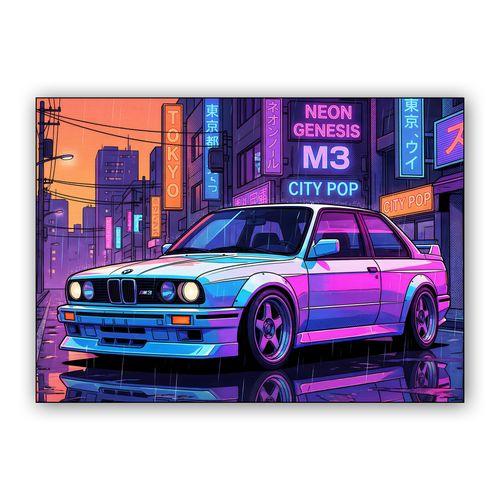 BMW E30 M3: Tokyo City Pop Night wall art poster