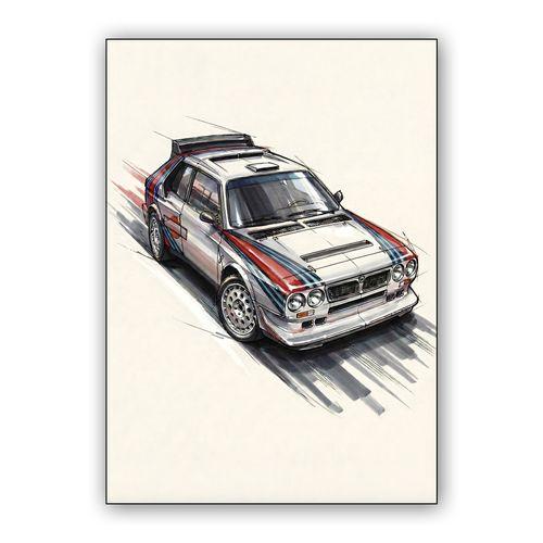 Lancia Delta S4 Martini Racing Rally Illustration wall art poster