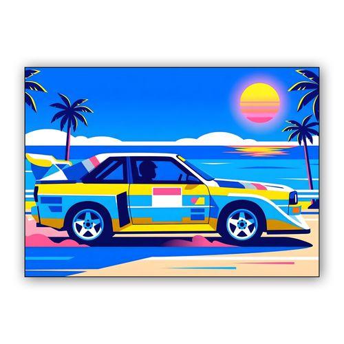 Audi Sport Quattro S1: Tropical Synthwave Drive wall art poster