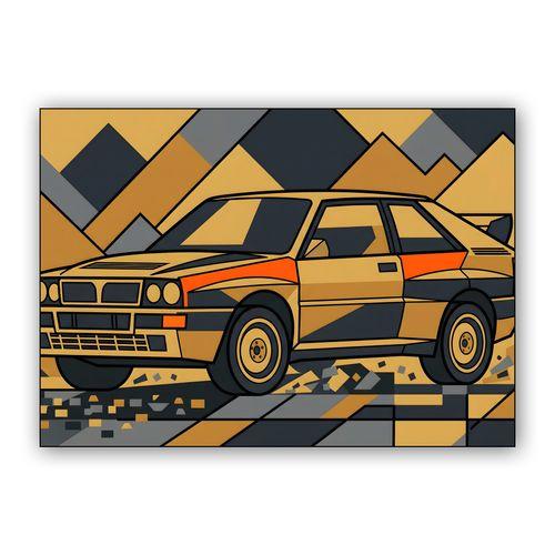 Lancia Delta Integrale: Geometric Mountain Rally wall art poster