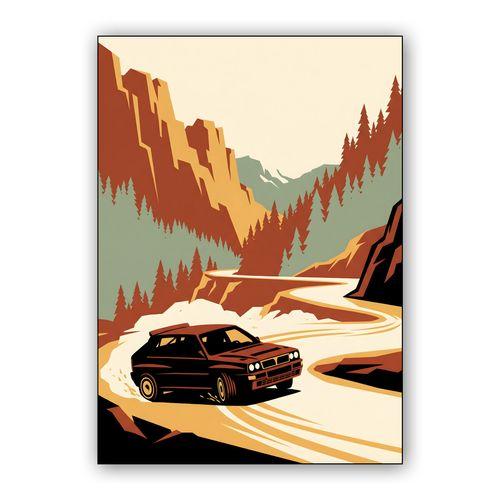 Lancia Delta Integrale: Winding Mountain Pass wall art poster