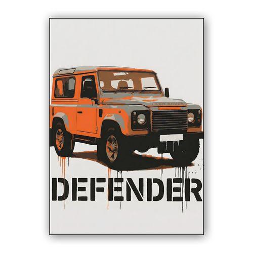 Orange Land Rover Defender Street Art Stencil wall art poster