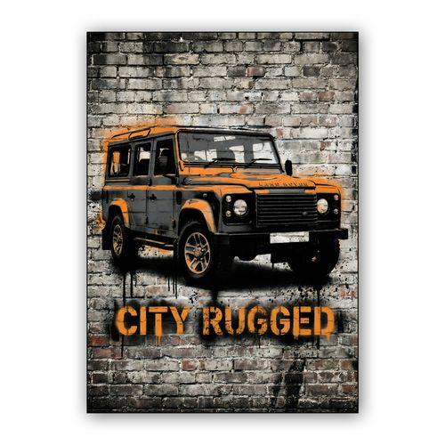 City Rugged Land Rover Defender Street Art wall art poster