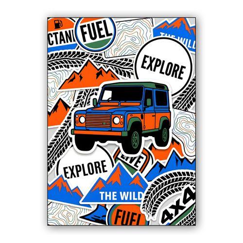 Defender 90 Adventure Sticker Bomb wall art poster
