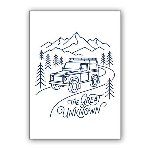 The Great Unknown Defender 90 Line Art wall art poster