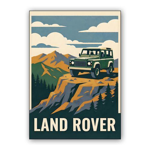 Defender 90 Mountain Summit Travel Poster wall art poster