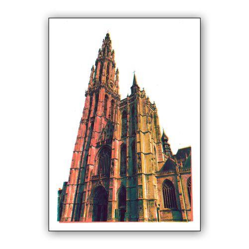 Antwerp Cathedral Pop Art Spire wall art poster