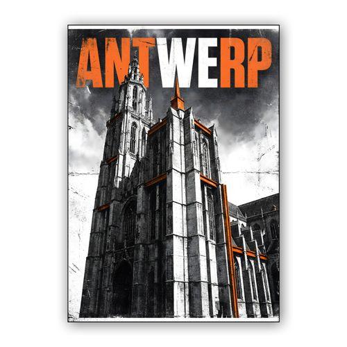 Antwerp Cathedral Grunge Urban Poster wall art poster