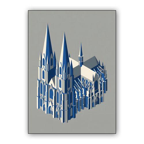 Cologne Cathedral Isometric Minimalist wall art poster