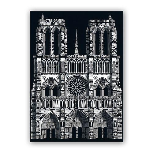 Notre-Dame Paris Typographic Architecture wall art poster