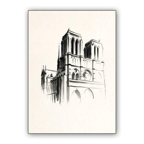 Notre-Dame Ink Wash Sketch wall art poster