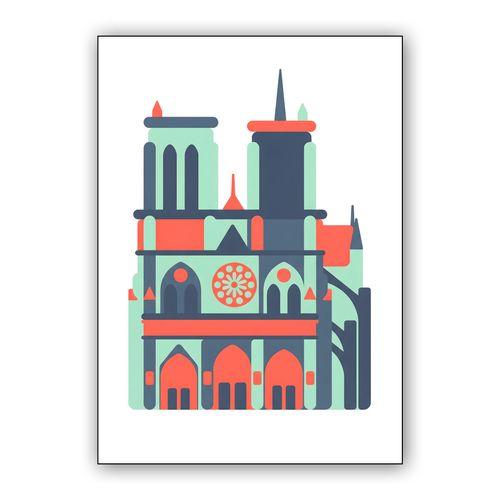 Notre-Dame Paris Flat Art Illustration wall art poster